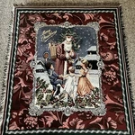 Christmas Tapestry Santa W/children Kids Hmk Lic Inc Throw Blanket Fringe 56X47". Fixed Price $10.99.