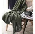 Lomao Green 60X90 Knitted Blanket W/tassels Soft Textured Bubble. Fixed Price $34.99.