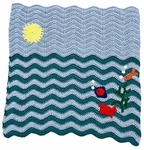 Fish Crab Sun Ocean Handmade Crochet Baby Blanket/lap Afghan-unisex-shower Gift. Fixed Price $40.84.