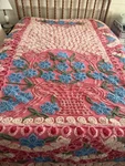 Vintage Chenille Bedspread Flower Basket Pink Red Blue White 103X94 Queen Full. Fixed Price $245.00.