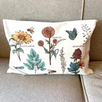 Botanical Print Throw Pillow Cover Vintage Floral And Insect Design 19 X 13. Fixed Price $7.56.