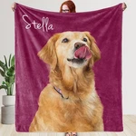Custom Pet Photo Blanket With Name, Personalized Dog Portrait Gift, Xmas Idea. Fixed Price $56.99.