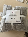 Videri Home Faux Fur Stripe Throw And Pillow Gray. Fixed Price $18.00.