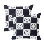 Pack 2 Ultra Soft Cozy Happy Smiling Face Checkered Knitted Throw Pillow C.... Fixed Price $33.64.