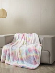 Regal Comfort - Pastel Rainbow Faux Fur Sherpa Throw Blanket 50"X70". Fixed Price $39.95.