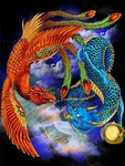 Dragon And Phoenix Iron Transfer-t-shirt + Light & Dark Fabrics #14. Fixed Price $6.50.