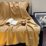 Four Layer Cotton Crepe Waffle Throw Blanket Tassel Sofa Bed Office. Fixed Price $86.92.