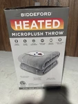 Biddeford Heated Electric Warming Microplush Reversible Gray Plaid Throw Blanket. Fixed Price $32.99.