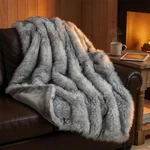 Hyde Lane Long Pile Faux Fur Throw Blanket, Luxury Fluffy With Black Tipped T.... Fixed Price $60.44.