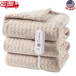 Heated Electric Blanket-throw Size Waffle Fleece Heating Warming. Fixed Price $55.98.