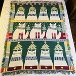 Vintage Pat Meyers Christmas Cats Crown Crafts 44X58 Blanket Throw Cotton. Fixed Price $37.61.
