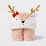 New Pillowfort Christmas Reindeer Hooded Plush Blanket Throw 40" X 50" Pink. Fixed Price $19.99.