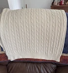 Ralph Lauren Rll Cable Knit Cotton Throw Cozy Blanket Ivory Cream 50X62. Fixed Price $55.00.