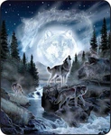 Moon Wolf Night Wolves Queen Size 79"X 96" Soft Plush Medium Weight Bed Blanket. Fixed Price $66.45.