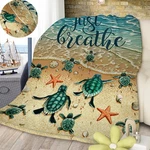 Tropical Baby Sea Turtle Flannel Fleece Blanket Ocean Wave Couch. Fixed Price $38.16.