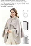 Zireot Cordless Battery Powered Rechargeable Heated Blanket Throw Gray Polyester. Fixed Price $30.00.