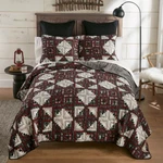 Rustic Log Cabin Star 3-PC King Quilt Set Pieced Cotton Lodge Plaid Patch. Fixed Price $182.95.