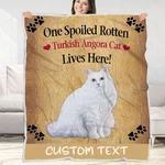 Turkish Angora Cat Blanket Personalized Throw Woven Fleece Sherpa Designs Nwt. Fixed Price $44.99.