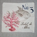 Pottery Barn Pillow Cover 100% Linen Coastal Fish Coral Poulet De Mer No. 3. Fixed Price $29.99.