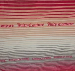 Juicy Couture Pink Gray Peach Striped Blanket 50" X 70" Plush Printed Soft Throw. Fixed Price $18.50.