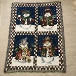 Snowman Winter Scene Throw Blanket 53X69 Afghan Tapestry The Edith Collection. Fixed Price $24.27.