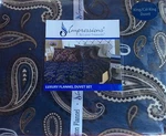 Impressions Flannel Cotton Duvet & 2 Shams King/california King, Paisley Blue. Fixed Price $129.00.