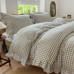 Nsnlgsgc Tan Gingham Ruffle Duvet Cover King Size, 3 Pieces Taupe Soft Pre-wa.... Fixed Price $70.51.