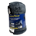 Goodyear 12 Volt Plush And Sherpa Heated Travel Blanket Size 55X39 New With Tags. Fixed Price $29.99.