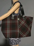 Victorias Secret Black Plaid Tote Shopper Bag Wool Nwt. Fixed Price $29.99.
