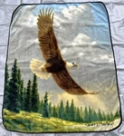 James Hautman Art Northwest Soaring Bald Eagle Bird Fleece Throw Blanket 62X50". Fixed Price $19.32.