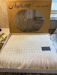 Vtg Pendleton Wool Throw Blanket Ivory Knit Fringe Nrfb 68X52. Fixed Price $150.00.