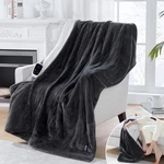 Cozy Electric Blanket With Foot Pocket, 6 Heat Levels, Auto Shut Off, Dark Grey. Fixed Price $100.99.