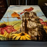 Agnew Fleece Blanket The Northwest Co 60X76 Signed Reversible Cardinal. Fixed Price $19.99.
