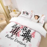 Manfei Christmas Kids Duvet Cover Set (no Comforter) King, Pink Plaid Xmas Tr.... Fixed Price $42.59.