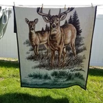 Biederlack Buck & Doe Deer Reversible Blanket Usa Hunting Hautman 53 X 80 Throw. Fixed Price $45.00.