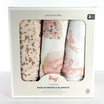 Pottery Barn Kids Butterfly Pink Organic Cotton Muslin Swaddle Blanket Set Of 3. Fixed Price $34.95.