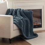Chunky Knit Blanket Throw, 100% Handmade Chenille Cab.... Fixed Price $79.86.