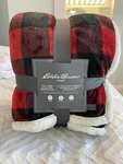 Eddie Bauer Queen Canyon Plaid Red Black Sherpa Reversible Buffalo Blanket. Fixed Price $69.99.