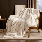 Cozy Bliss Luxury Super Soft Striped Faux Fur Throw Blanket For Couch, 50X60 Bei. Fixed Price $38.29.