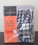 Cuddl Duds Plush Heated Throw Blanket 50" X 60" Black Buff Check With Set. Fixed Price $54.90.