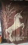Vintage Shavel Blanket Unicorn Reversible Acrylic Pile 72X56. Fixed Price $50.00.