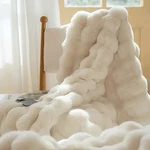 Soft, Warm, 1PC Cozy Faux Rabbit Fleece Blanket Throw For Bedroom, Guest. Fixed Price $38.65.