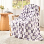 Emme Checkered Blanket Queen Size - 80"X90" Lavender Knit Soft Fluffy Pa. Fixed Price $48.66.