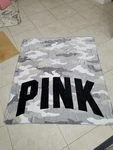 Victorias Secret Pink Vs Plush Blanket Throw 50X60 Grey/white Camo. Fixed Price $29.99.