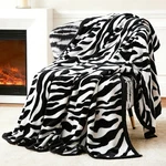 Fuzzy Flannel Throw Blanket For Sofa, Couch, Bed, Black And White Zebra Print. Fixed Price $30.63.