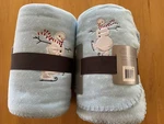 Martha Stewart Blue Fleece 50" 60" Throws W/silky Appliqu Of Skating Snowmen. Fixed Price $15.00.