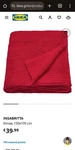 Ikea Ingabritta Red Blanket/throw 130 X 170CM. Fixed Price $35.75.