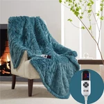 Codi Fuzzy Shaggy Fur Electric Blanket Throw Teal 50X60 Super Soft Couch .... Fixed Price $56.70.