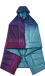 Weatherproof Vintage Hooded Blanket 54 X72 Quilted Ombre Purple Blue Plush. Fixed Price $28.00.