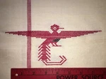 Vtg Sw Beige Embroidered Fabric Yd + 21" 54" Medium Weight Phoenix. Fixed Price $14.36.